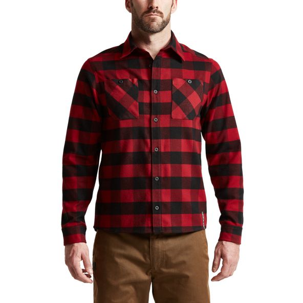 Camisas Sitka Riser Trabajo Hombre Rojas Oscuro | 9716LWXTV